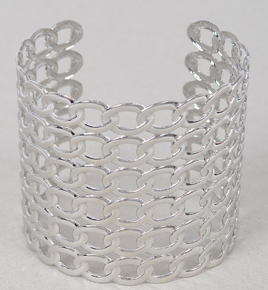 Wide Chain Metal Cuff Bracelet