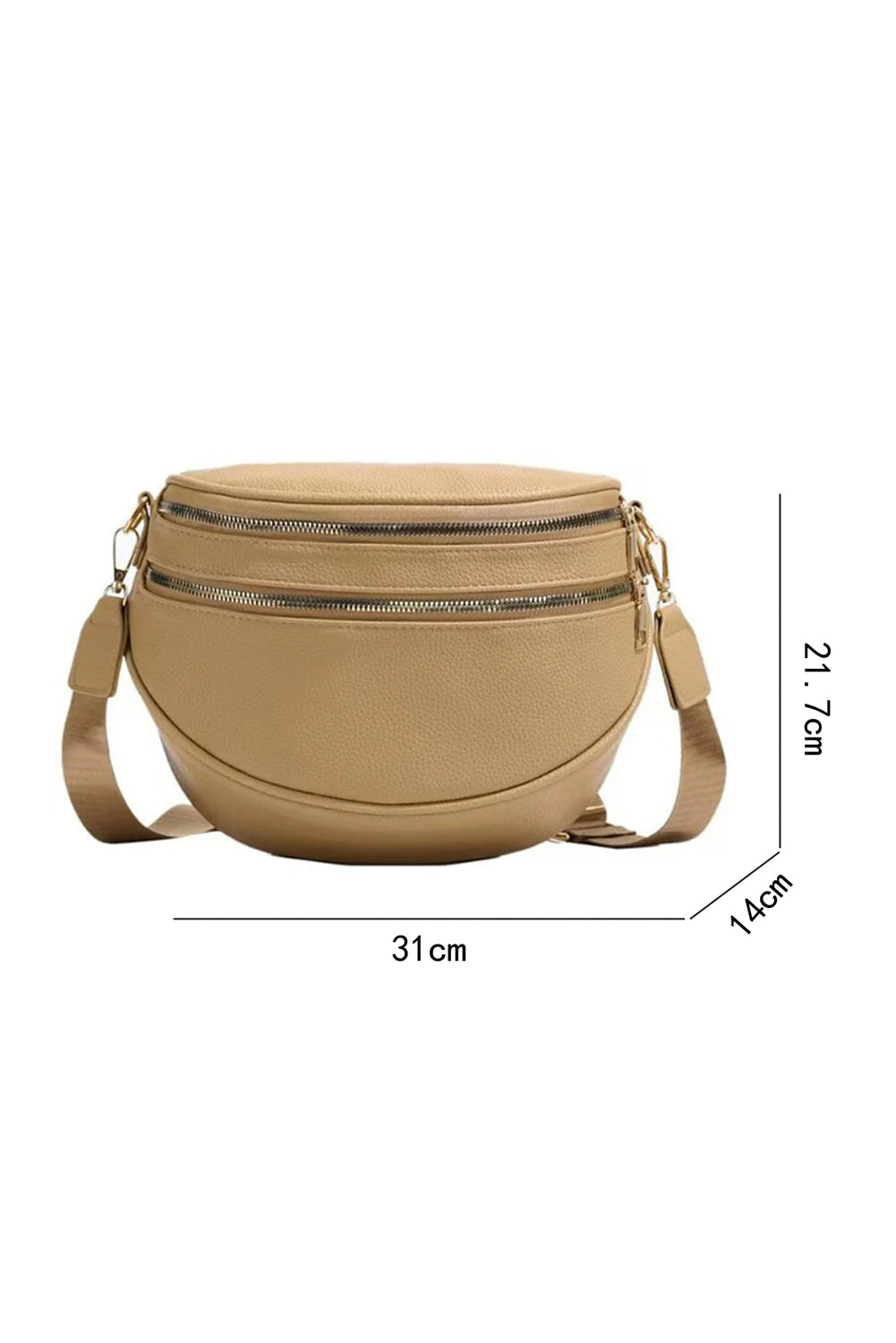 White PU Leather Double Zipper Crossbody Bag