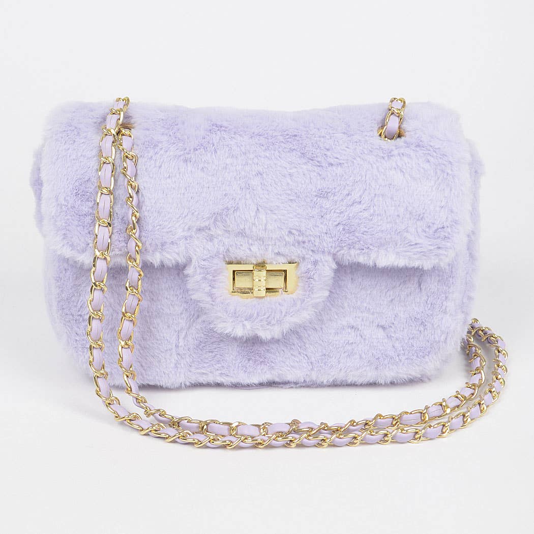 Faux Wool Flap Shoulder Bag
