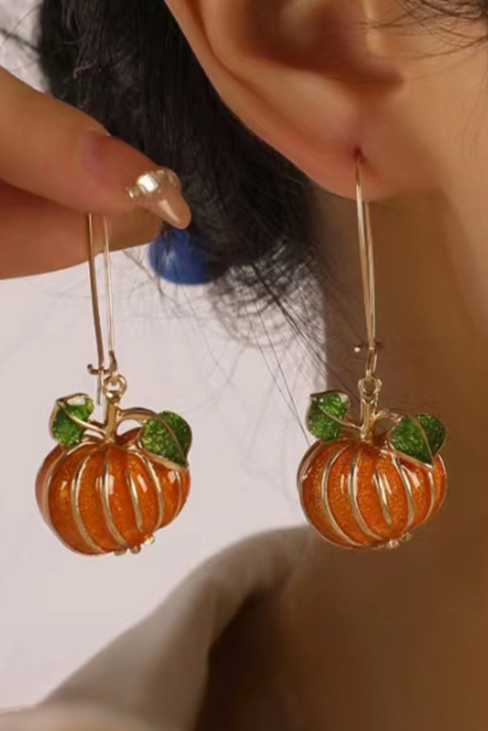Orange Pumpkin Halloween Drop Earrings