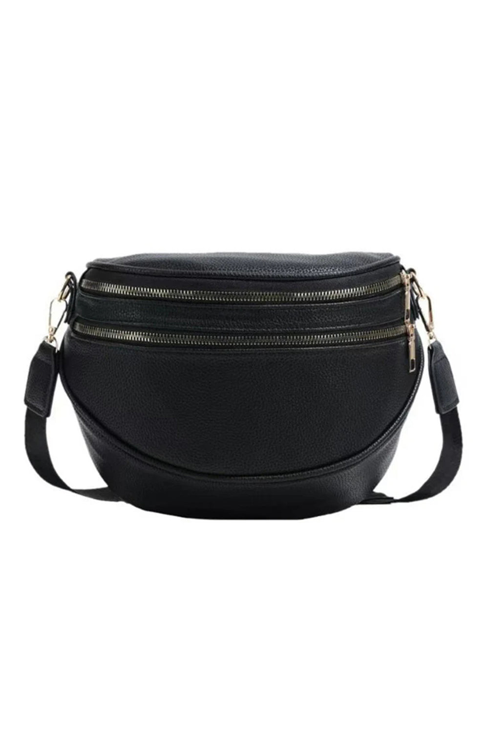 White PU Leather Double Zipper Crossbody Bag