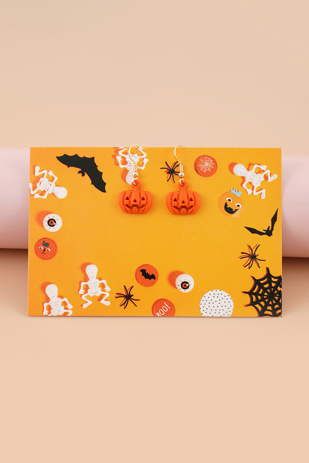 Orange Halloween Pumpkin Pendant Hook Earrings