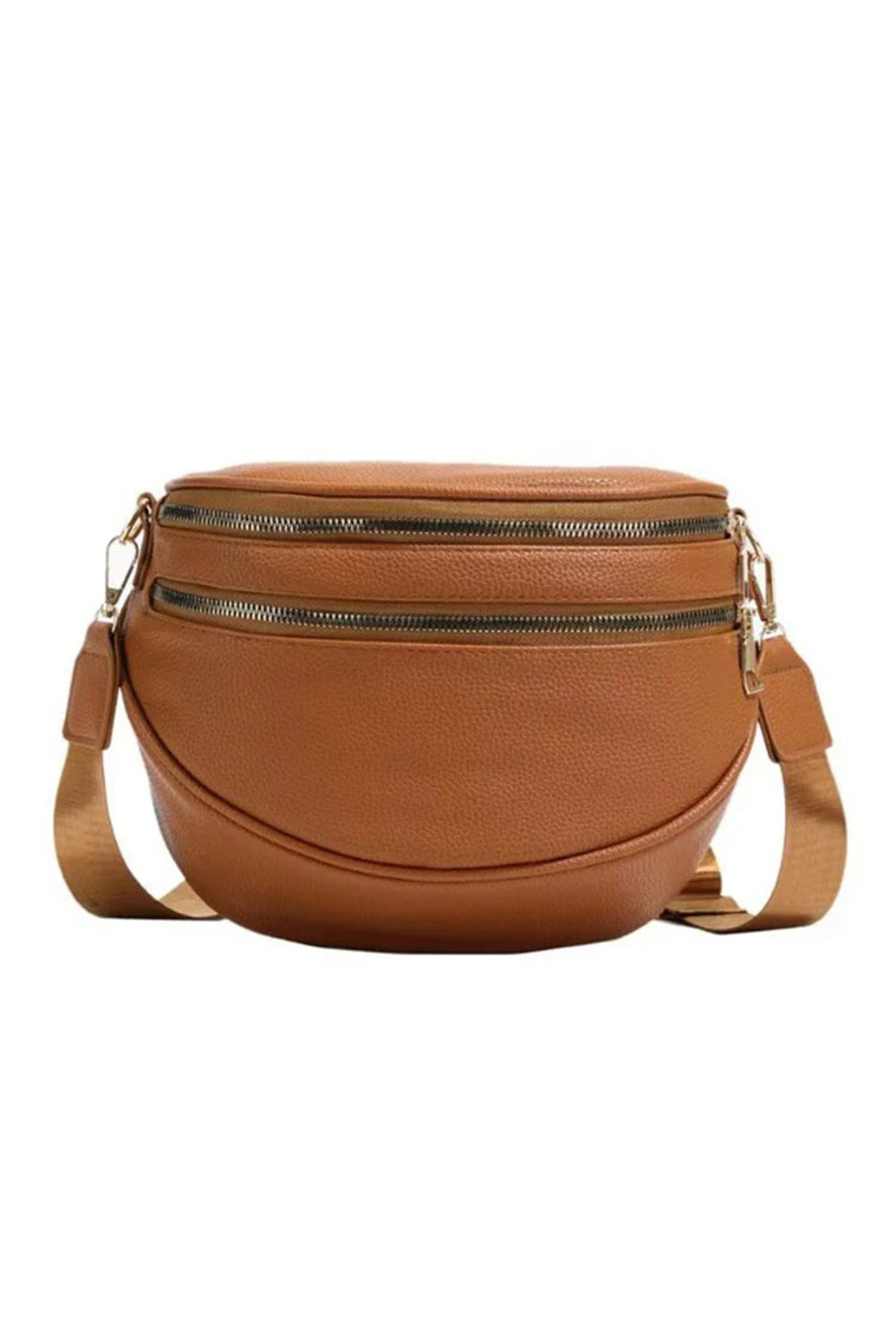 White PU Leather Double Zipper Crossbody Bag